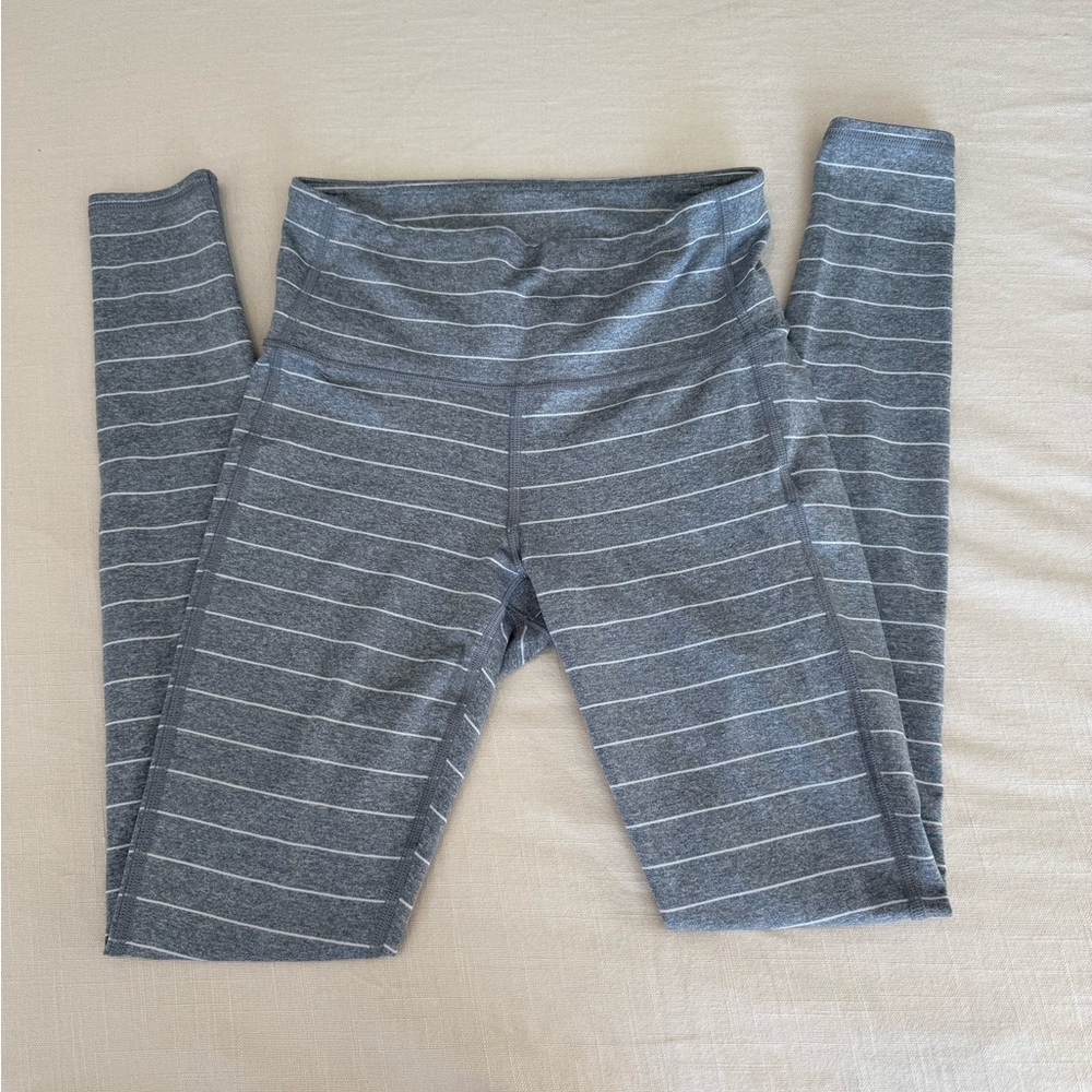 Gray Striped Athleta high waisted full length Leggings size XS